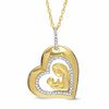 Thumbnail Image 0 of 0.16 CT. T.W. Diamond Motherly Love Heart Pendant in Sterling Silver with 18K Gold Plate
