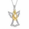 Thumbnail Image 0 of 0.16 CT. T.W. Diamond Angel Motherly Love Pendant in Sterling Silver and 18K Gold Plate