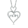 Thumbnail Image 0 of 0.06 CT. T.W. Diamond "MOM" Heart Pendant in Sterling Silver