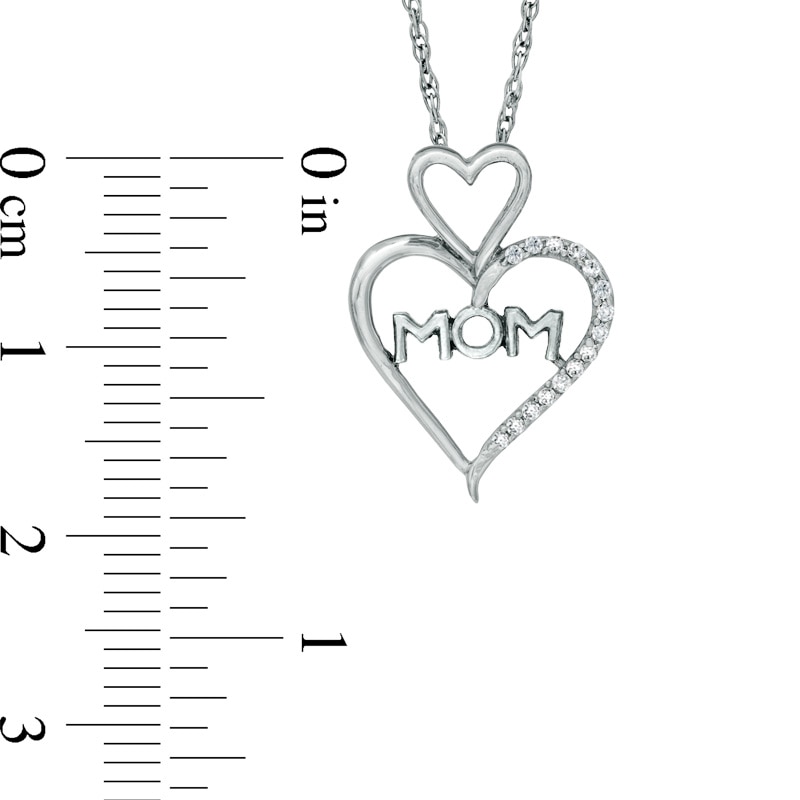 0.06 CT. T.W. Diamond "MOM" Heart Pendant in Sterling Silver