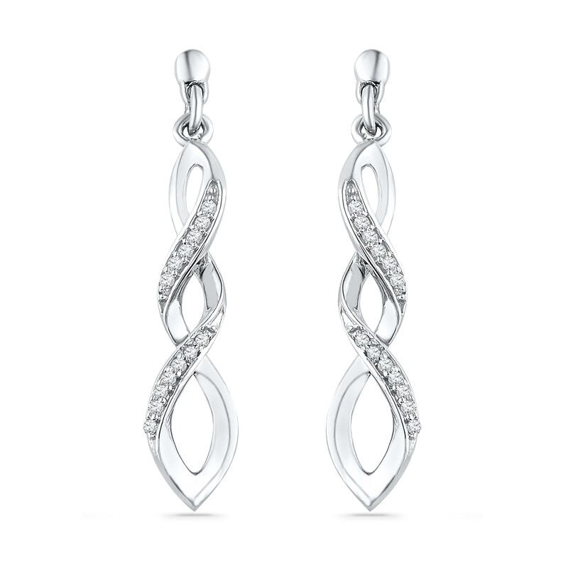 0.10 CT. T.W. Diamond Cascading Drop Earrings in Sterling Silver