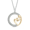 Thumbnail Image 0 of 0.12 CT. T.W. Diamond Motherly Love Circle Pendant in Sterling Silver and 14K Gold Plate