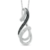 Thumbnail Image 0 of Enhanced Black and White Diamond Accent Beaded Infinity Ribbon Pendant in Sterling Silver