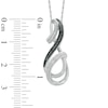 Thumbnail Image 1 of Enhanced Black and White Diamond Accent Beaded Infinity Ribbon Pendant in Sterling Silver