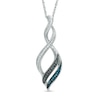Thumbnail Image 0 of 0.07 CT. T.W. Black, Blue and White Diamond "MOM" Infinity Pendant in Sterling Silver