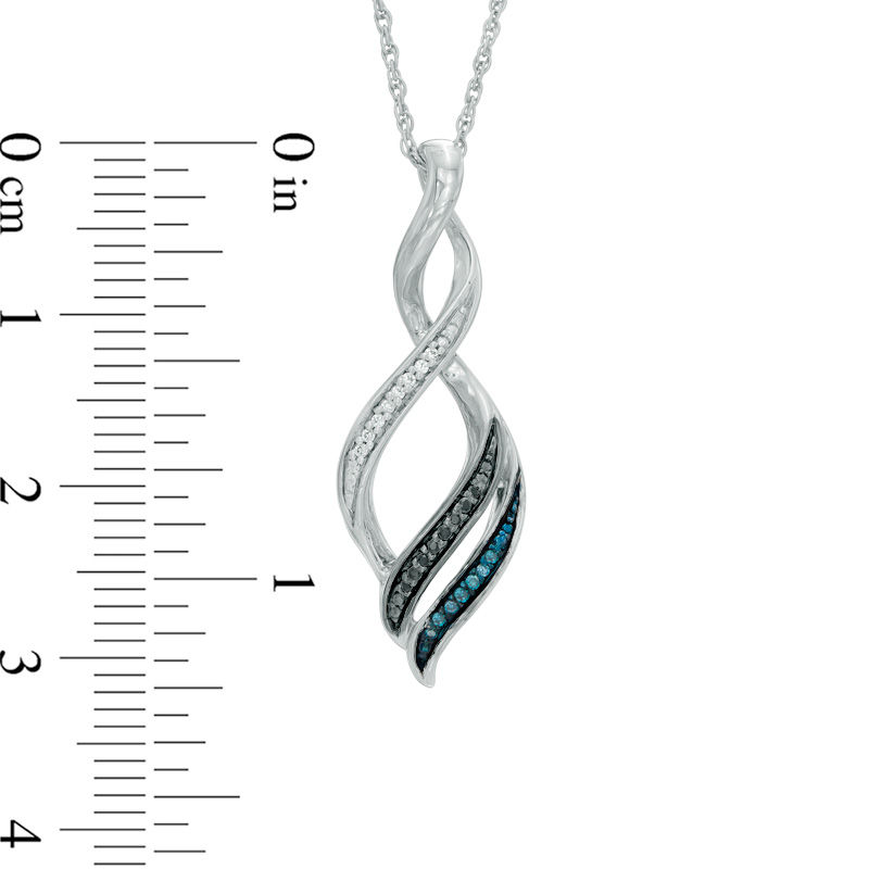 0.07 CT. T.W. Black, Blue and White Diamond "MOM" Infinity Pendant in Sterling Silver