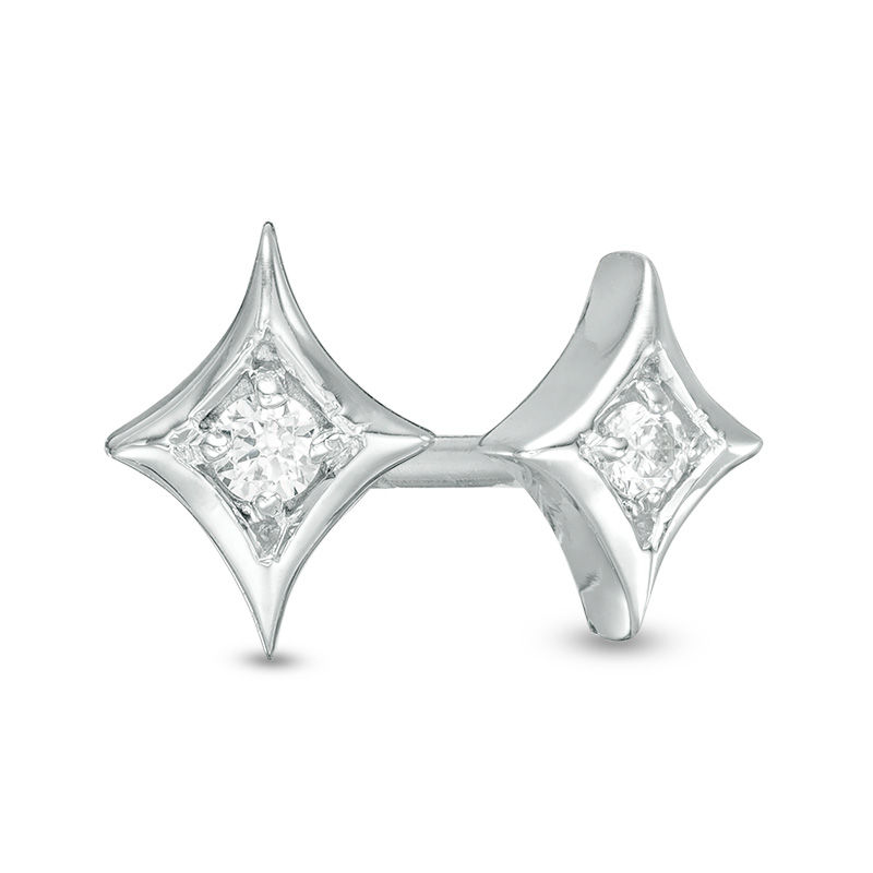 0.04 CT. T.W. Diamond Solitaire Star Stud Earrings in 10K White Gold