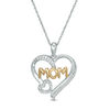 Thumbnail Image 0 of 0.10 CT. T.W. Diamond Double Heart "MOM" Pendant in Sterling Silver and 10K Gold