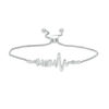 Thumbnail Image 0 of Diamond Accent "MOM" Heartbeat Bolo Bracelet in Sterling Silver - 9.5"