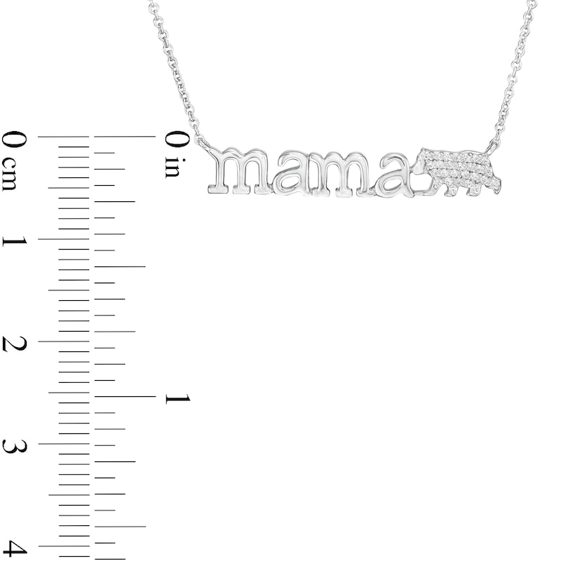 0.05 CT. T.W. Diamond "mama" Bear Necklace in Sterling Silver - 17"