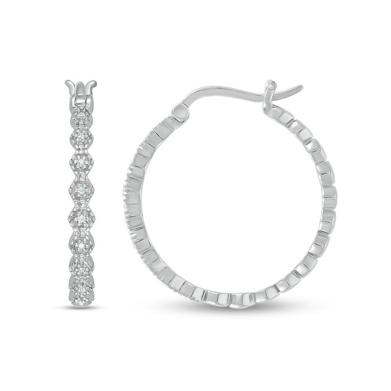 Diamond Accent Zig-Zag Hoop Earrings in Sterling Silver
