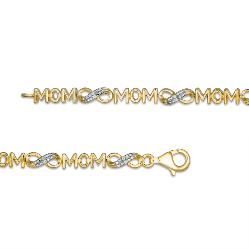 0.04 CT. T.W. Diamond "MOM" Infinity Loop Bracelet in Sterling Silver with 14K Gold Plate – 7.5"