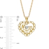 Thumbnail Image 2 of Cursive "Mom" with Beaded Heart Accent and Swirl Ribbon Scallop Frame Heart Pendant in 10K Two-Tone Gold