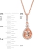 Thumbnail Image 2 of Pear-Shaped Morganite and 0.085 CT. T.W. Diamond Frame Tri-Top Teardrop Pendant in 10K Rose Gold