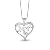 Thumbnail Image 0 of Diamond Accent Beaded "MOM" Loop Heart Pendant in Sterling Silver – 16"