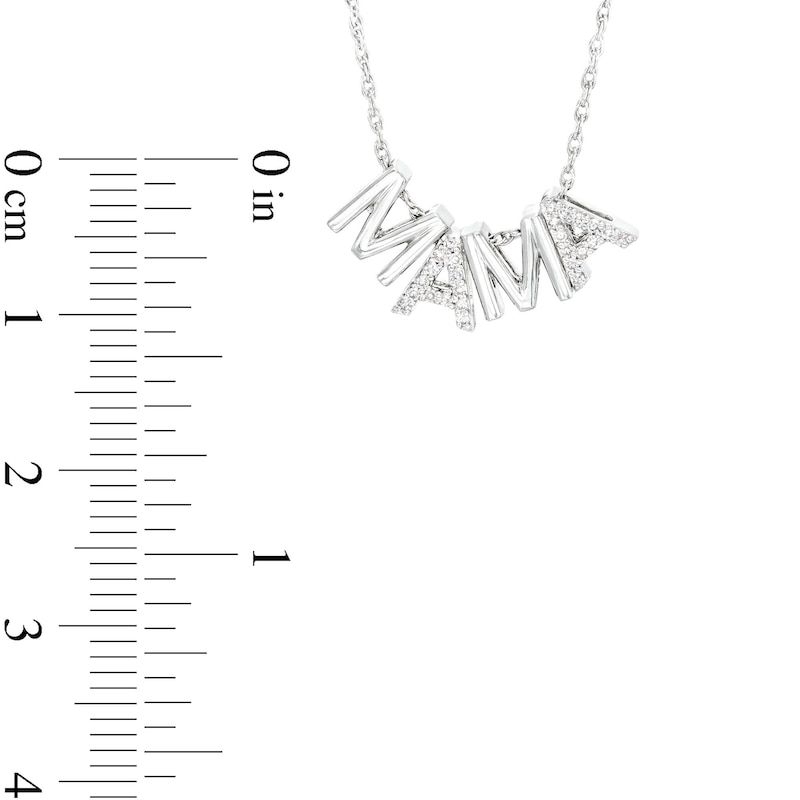 0.065 CT. T.W. Diamond "M A M A" Charm Necklace in Sterling Silver