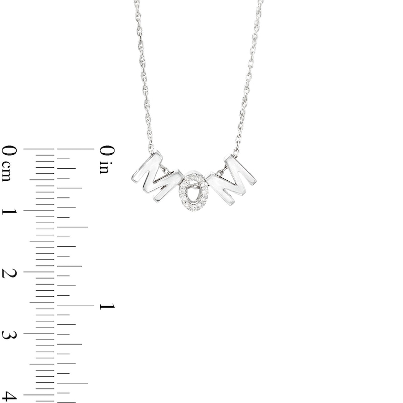 0.04 CT. T.W. Diamond "M O M" Charm Necklace in Sterling Silver