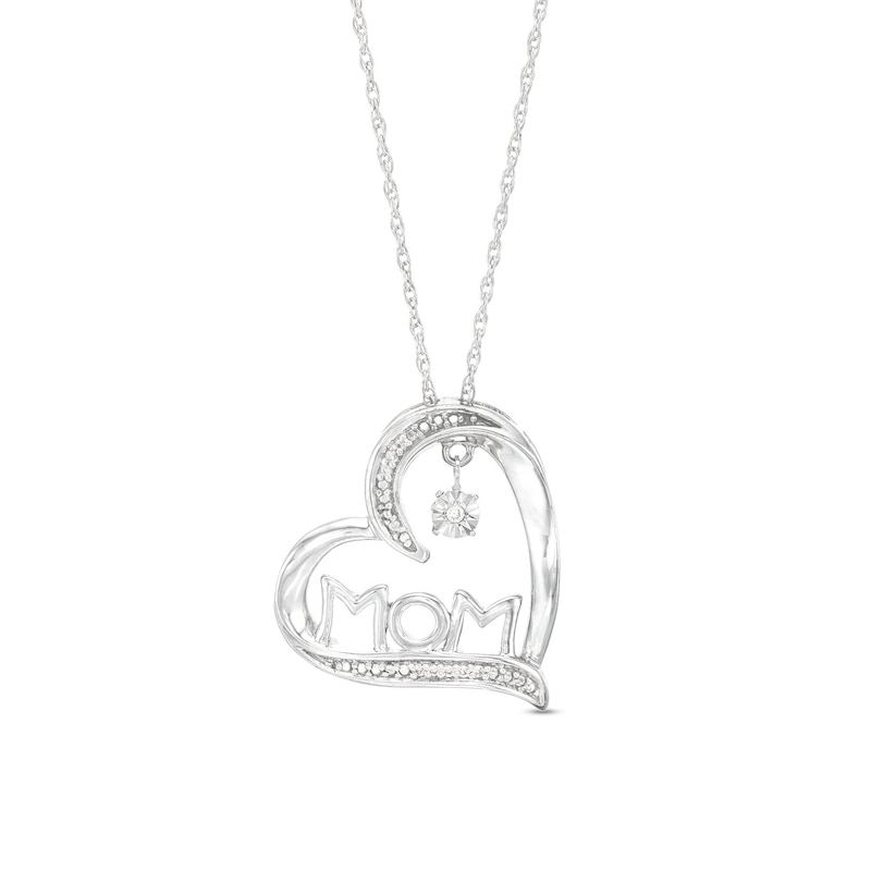 Unstoppable Love™ Diamond Accent Tilted Heart with "MOM" Pendant in Sterling Silver