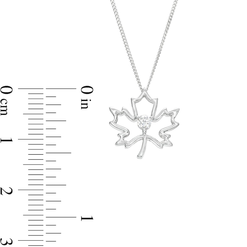 0.10 CT. Canadian Certified Diamond Solitaire Maple Leaf Pendant in Sterling Silver (I/I2) - 17"