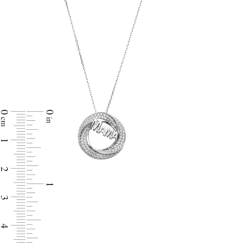 0.30 CT. T.W. Diamond "MAMA" Swirl Frame Pendant in Sterling Silver