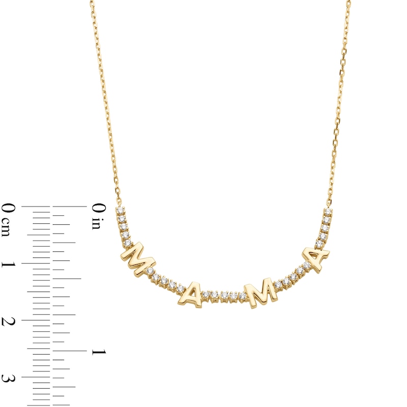 0.23 CT. T.W. Diamond "MAMA" Station Line Necklace in 10K Gold - 17"