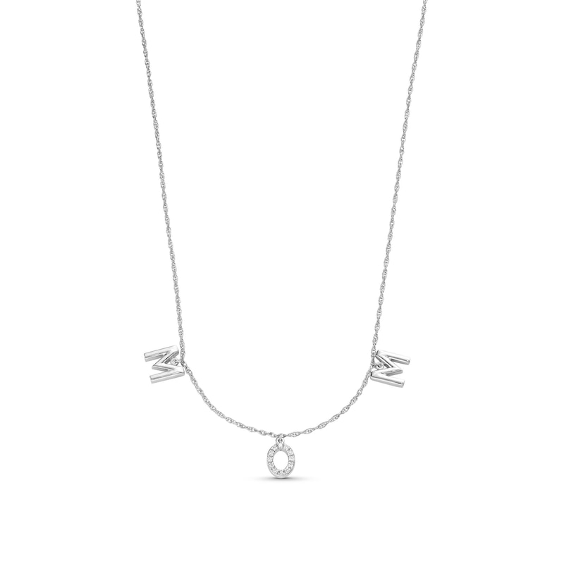 0.05 CT. T.W. Diamond "MOM" Station Necklace in Sterling Silver