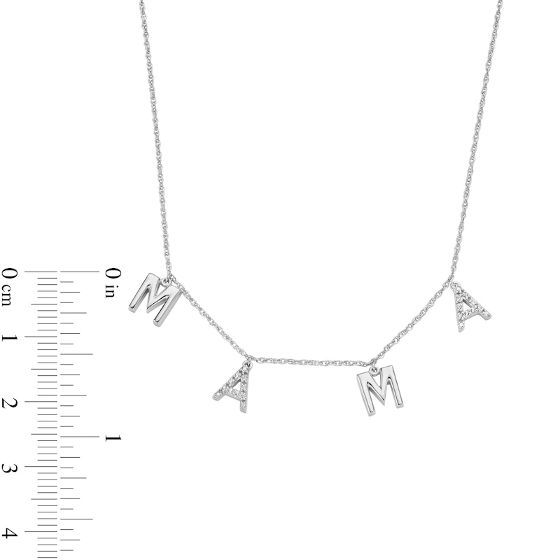 0.05 CT. T.W. Diamond "MAMA" Station Necklace in Sterling Silver