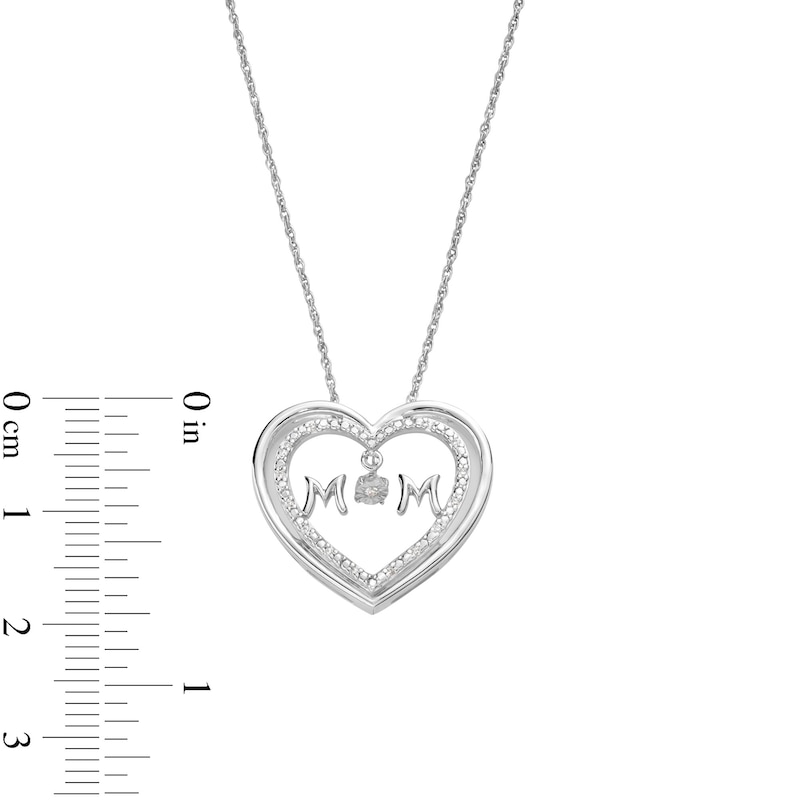 Unstoppable Love™ 0.05 CT. T.W. Diamond Double Heart "MOM" Pendant in Sterling Silver
