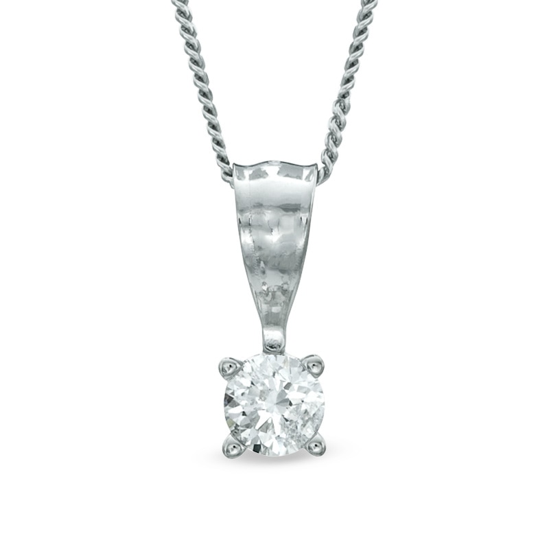 0.15 CT. Diamond Solitaire Crown Royal Pendant in 14K White Gold (I-J/I2-I3)