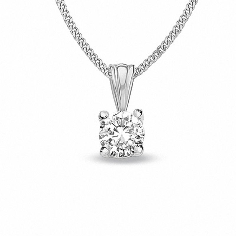 0.33 CT. Diamond Solitaire Crown Royal Pendant in 14K White Gold (I-J/I2-I3)