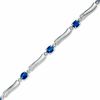 Thumbnail Image 0 of Oval Sapphire and Diamond Accent Bracelet in 10K White Gold - 7.25"