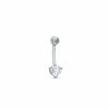 Thumbnail Image 0 of 014 Gauge Belly Button Ring with Heart-Shaped Cubic Zirconia in 14K White Gold