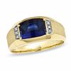 Thumbnail Image 0 of Men's Lab-Created Blue Sapphire Luxury Fit Ring in 10K Gold with Diamond Accents