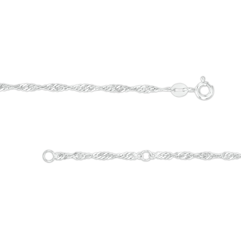 2.0mm Adjustable Singapore Chain Anklet in 10K White Gold - 10"