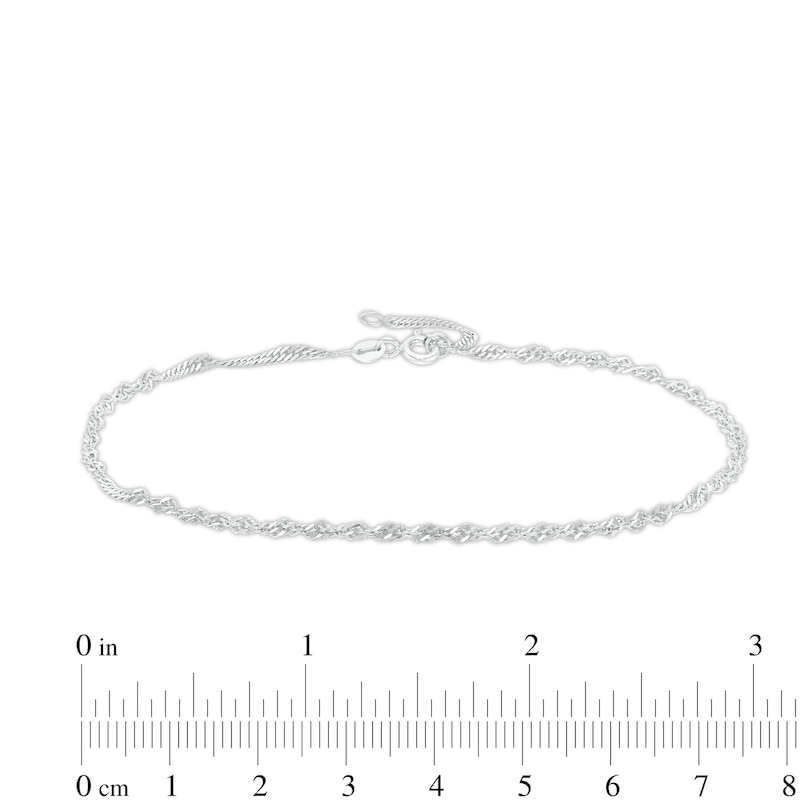 2.0mm Adjustable Singapore Chain Anklet in 10K White Gold - 10"