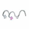 Thumbnail Image 0 of Nose Stud Set in 14K White Gold with Lab-Created Pink and White Sapphires