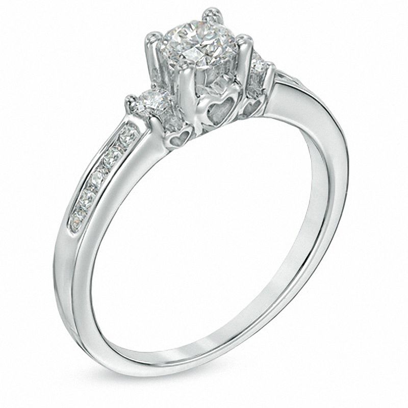 0.75 CT. T.W. Diamond Past Present Future® Engagement Ring in 14K White Gold