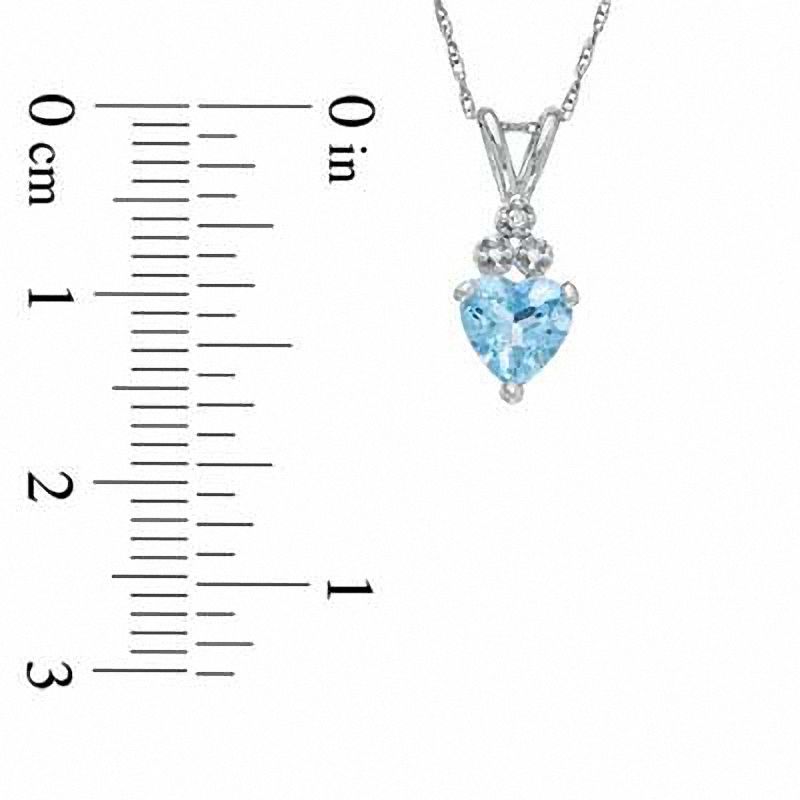 Heart-Shaped Aquamarine Pendant in 10K White Gold with a Diamond Accent