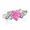 Thumbnail Image 0 of Lab-Created Pink Sapphire Heart Ring in 10K White Gold with Diamond Accents