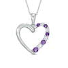 Thumbnail Image 0 of Journey Amethyst and Lab-Created White Sapphire Heart Pendant in 10K White Gold