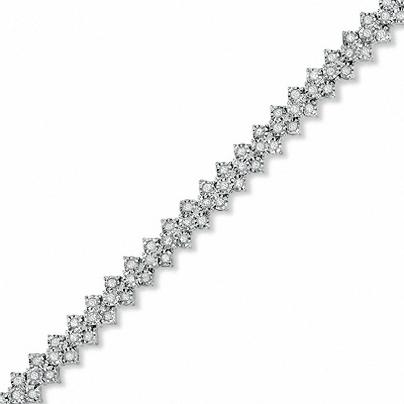 1.00 CT. T.W. Diamond Miracle Set Overlap Bracelet in 10K White Gold