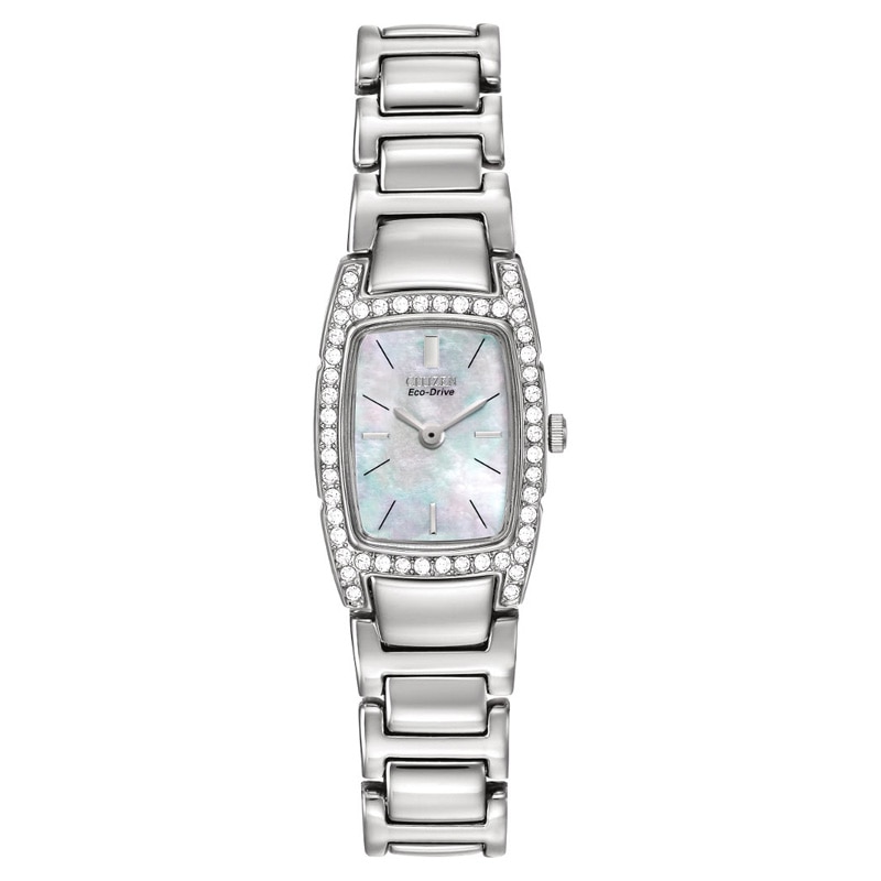 Ladies' Citizen Eco-Drive® Silhouette Stainless Steel Watch with Crystal Accents(Model: EW9620-53D)