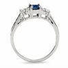 Thumbnail Image 1 of Emerald-Cut Blue and White Sapphire Ring in 14K White Gold