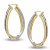 Thumbnail Image 0 of Oval Bypass Earrings in Sterling Silver and 14K Gold