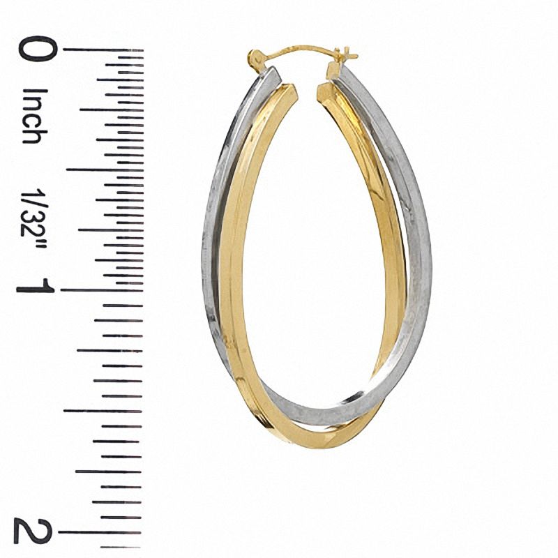 Oval Bypass Earrings in Sterling Silver and 14K Gold