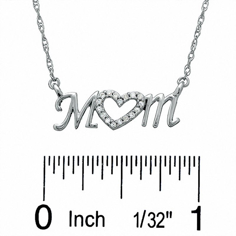 Diamond Accent Mom Heart Necklace in Sterling Silver