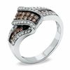 Thumbnail Image 1 of 0.50 CT. T.W. Champagne and White Diamond Overlap Ring in 10K White Gold