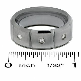 Peoples Men s 0.09 CT. T.W. Diamond Three Stone Wedding Band in