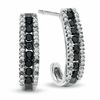 Thumbnail Image 0 of 0.50 CT. T.W. Enhanced Black and White Diamond Hoop Earrings in Sterling Silver