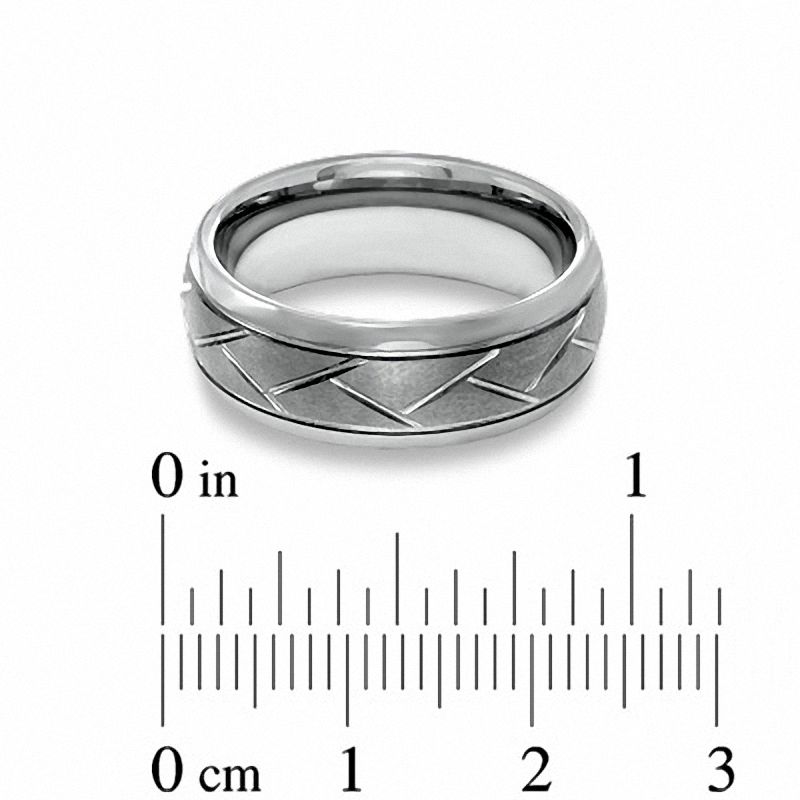 Triton Men's 8.0mm Comfort Fit Tungsten Carbide Crisscross Wedding Band - Size 10